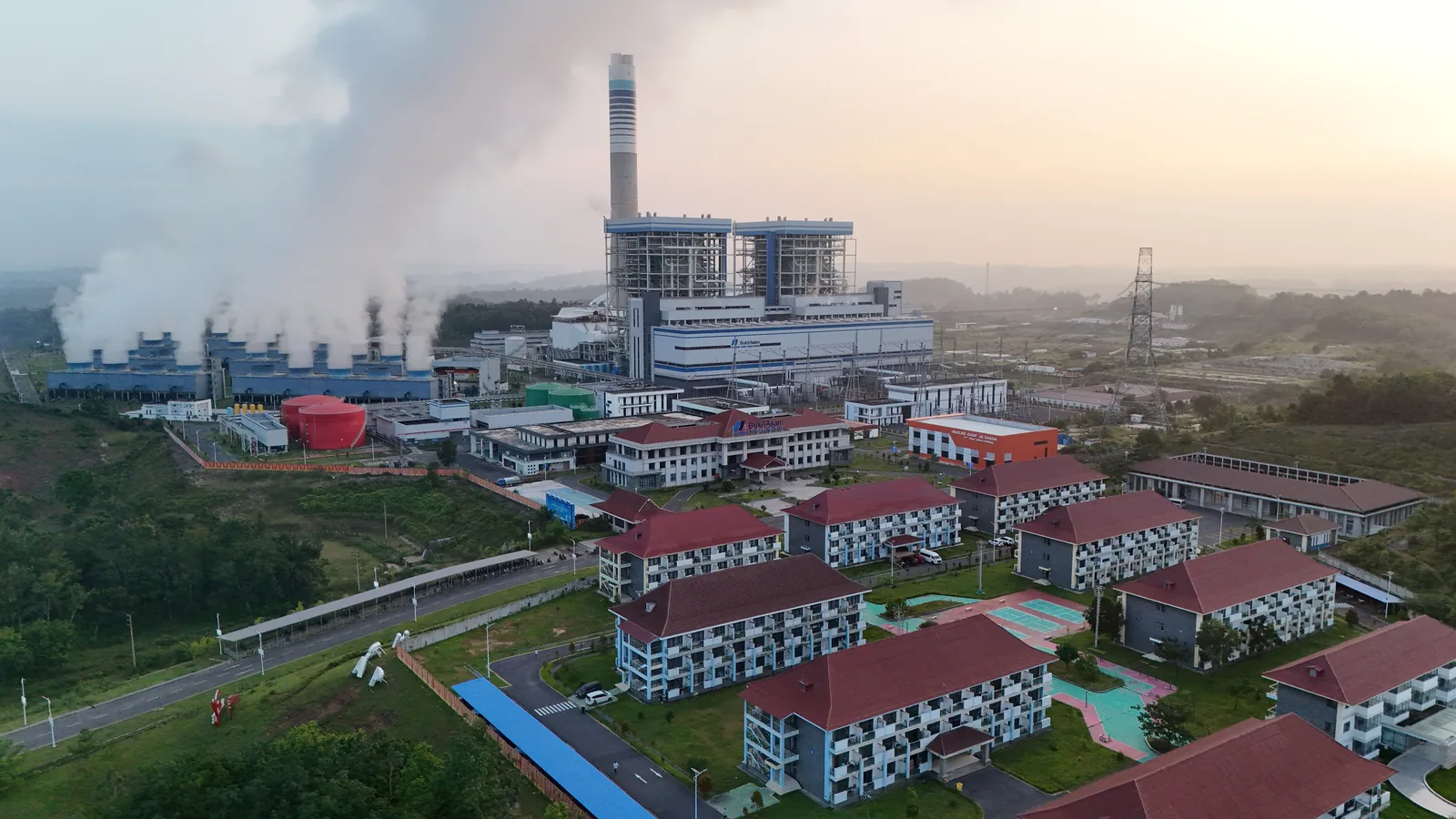 Aerial view of Tanjung Lalang Power Plant at dawn